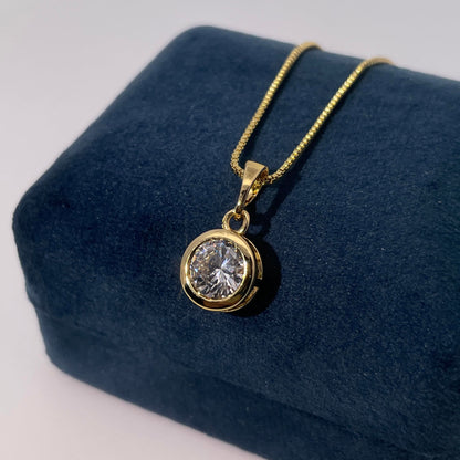 Warm Fortune Cubic Zirconia Pendant Necklace for Women,18K Gold Plated,16 inch + 2inch Chain