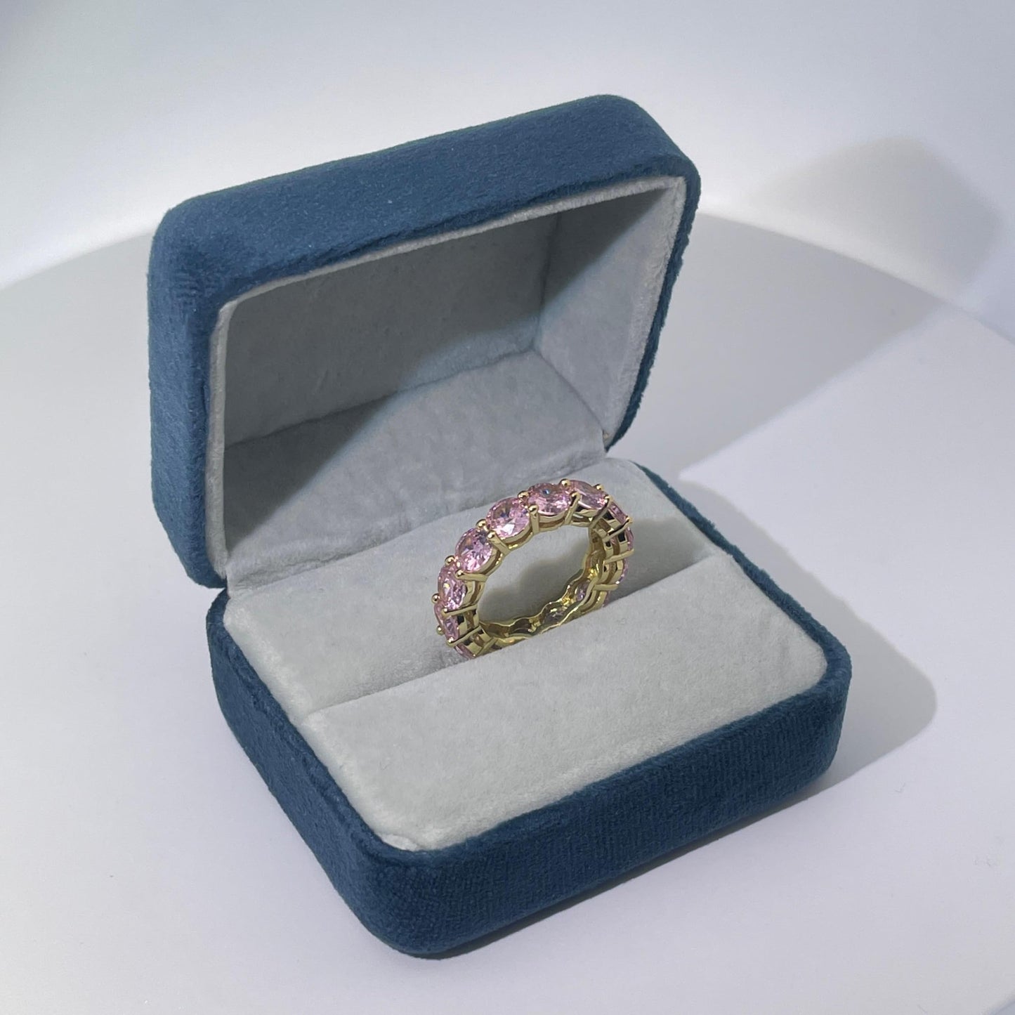 Warm Fortune Cubic Zirconia Band Style Ring for Women, 925 Sterling Silver with 18K Gold Plated Anniversary Ring, Gift for Her Promise Ring