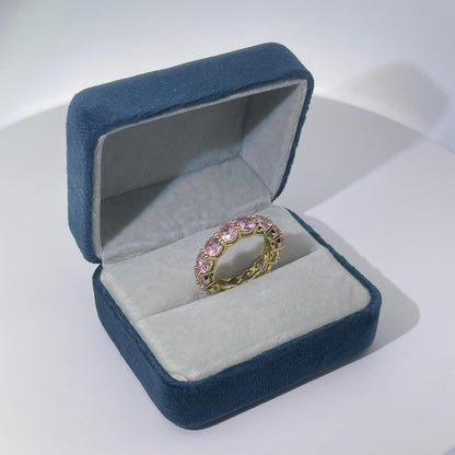 Warm Fortune Cubic Zirconia Band Style Ring for Women, 925 Sterling Silver with 18K Gold Plated Anniversary Ring, Gift for Her Promise Ring