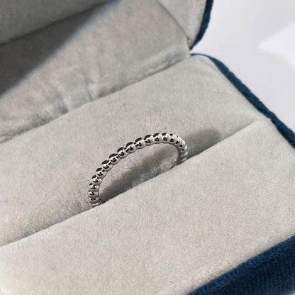 Warm Fortune Full Beaded Band Ring - 18K Gold Plated Stackable Gift for Women, Daily Fashion Wear & Casual Accessory, Trendy Street Wear, Adjustable