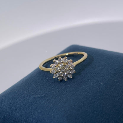 Warm Fortune Engagement Ring for Women,925 Sterling Silver with 18K Gold Plated Anniversary Ring,Gift for Her Promise Ring