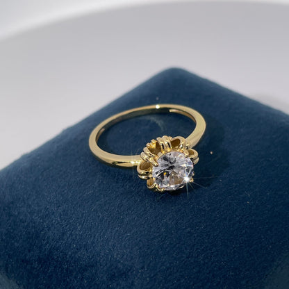 Warm Fortune Cubic Zirconia Engagement Ring for Women, 925 Sterling Silver with 18K Gold Plated Anniversary Ring, Gift for Her Promise Ring