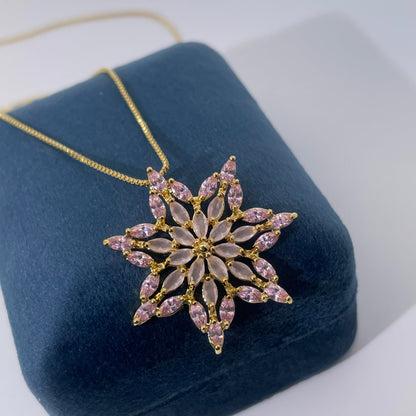 Warm Fortune Cubic Zirconia Pendant Necklace for Women,18K Gold Plated,18 inch + 2inch Chain