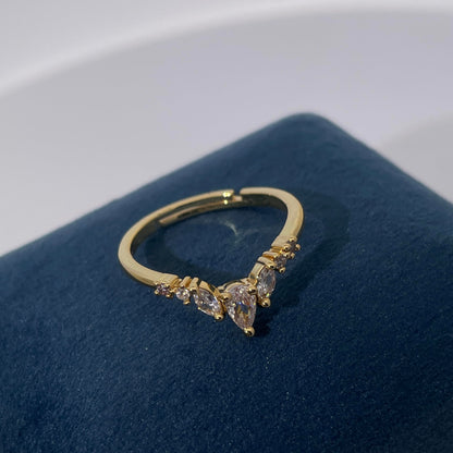 Warm Fortune Cubic Zirconia Promise Rings for Women,18K Gold Plated Anniversary Ring,Wedding Bands Rings for Women,Adjustable