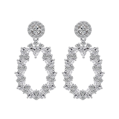Warm Fortune Moissanite Drop Earrings for Women, DE VVS, 925 Sterling Silver with 18K White Gold Plated Hypoallergenic