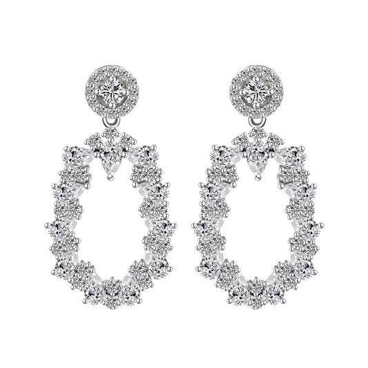 Warm Fortune Moissanite Drop Earrings for Women, DE VVS, 925 Sterling Silver with 18K White Gold Plated Hypoallergenic