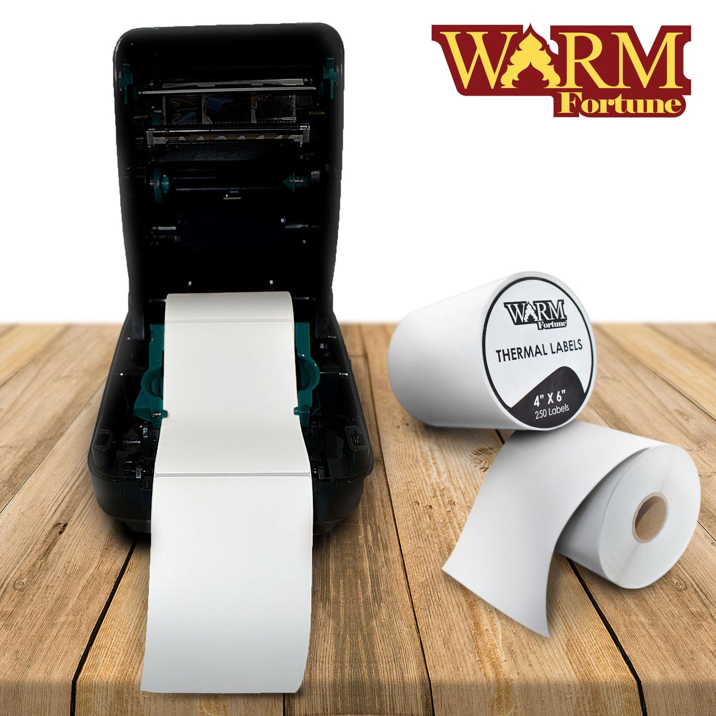 Warm Fortune 4”x6” Direct Thermal Labels, 5000 Labels Total, Adhesive Shipping Labels, Thermal Label Rolls, Compatible with Zebra printers