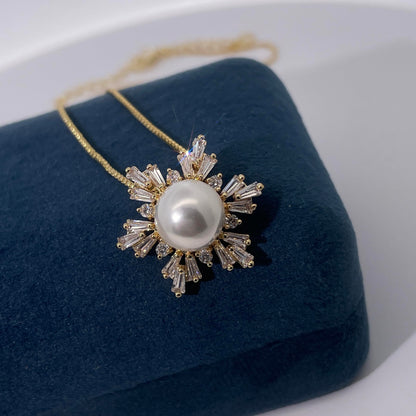 Warm Fortune Cubic Zirconia Pendant Necklace for Women,18K Gold Plated,18 inch + 2inch Chain