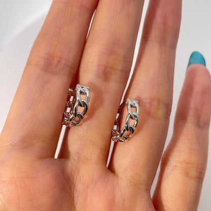 Warm Fortune 18K Gold Plated Chain-Link Shape Cubic Zirconia Hoop Earrings for Women Hypoallergenic - Valentine‘s Day, Mother‘s Day, Birthday Gift for Her