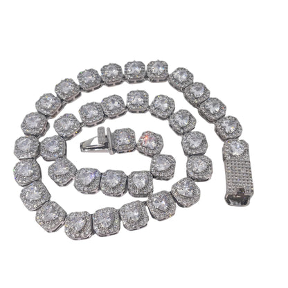 Warm Fortune Tennis Chain Necklace for Women Men,Iced Out Gold Plated Cubic Zirconia,16inch Chain,Hip Hop Street Style Fashion Jewelry