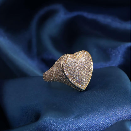 Warm Fortune Gold Plated Cubic Zirconia Band Ring, Hip Hop Street Style For Man or Women Fashion Jewelry