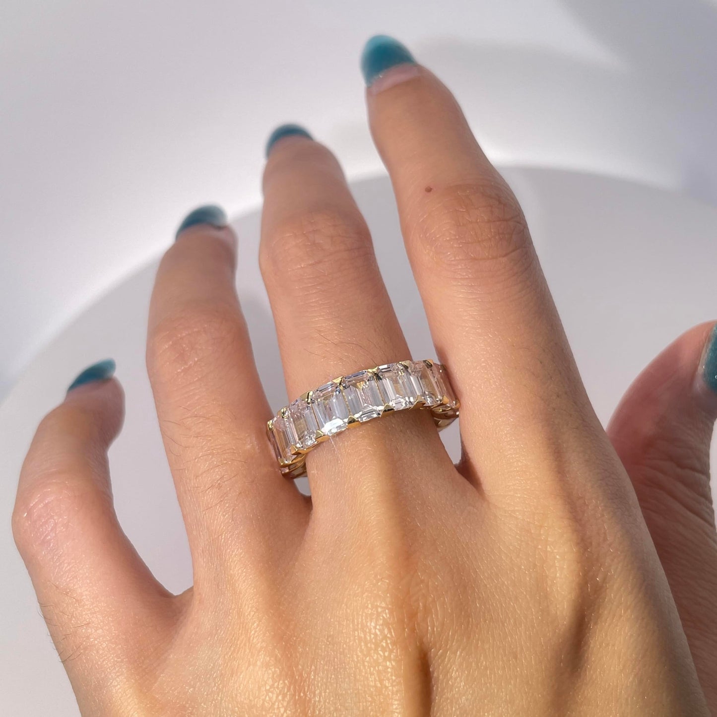 Warm Fortune Cubic Zirconia Band Style Ring for Women, 925 Sterling Silver with 18K Gold Plated Anniversary Ring, Gift for Her Promise Ring