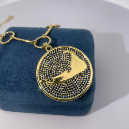 Warm Fortune Cubic Zirconia Pendant Necklace for Women,18K Gold Plated,16 inch + 2inch Chain