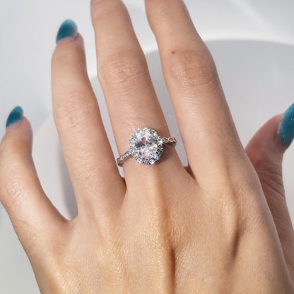 Warm Fortune Cubic Zirconia Engagement Ring for Women, 925 Sterling Silver with 18K White Gold Plated Anniversary Ring, Gift for Her Promise Ring