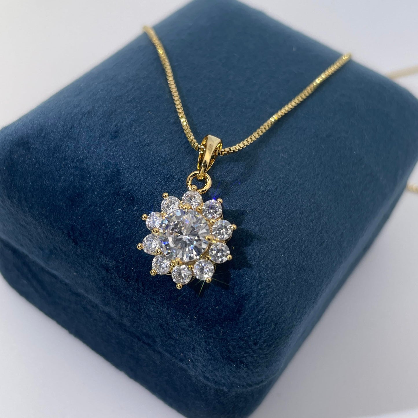 Warm Fortune Cubic Zirconia Pendant Necklace for Women,18K Gold Plated,16 inch + 2inch Chain