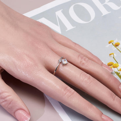Warm Fortune Princess Cut Cubic Zirconia Open Ring for Women,18K Gold Plated Thin Adjustable Band Casual Stackable Jewelry
