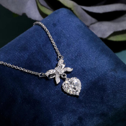 Warm Fortune Moissanite Pendant Necklace for Women, 0.5/1.0 ct DE VVS, 18K White Gold Plated Sterling Silver, 16 inch + 2inch Chain