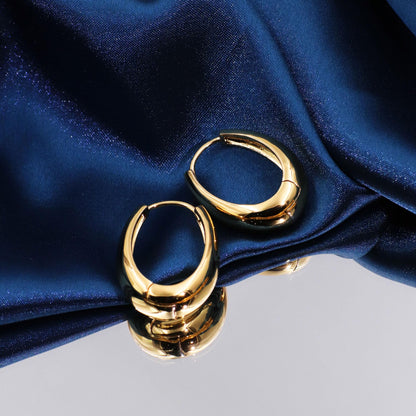 Warm Fortune 18K Heavy Gold Teardrop Hoop Earrings for Women, 0.075μm Luxury Plating, Hypoallergenic