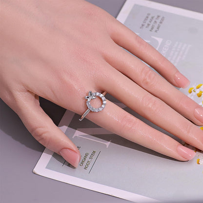 Warm Fortune Butterfly Circle Promise Ring for Her - 18K Gold Plated Cubic Zirconia, Stackable Gift Valentine's Day, Fashion & Daily Elegant Wear, Size 8-9