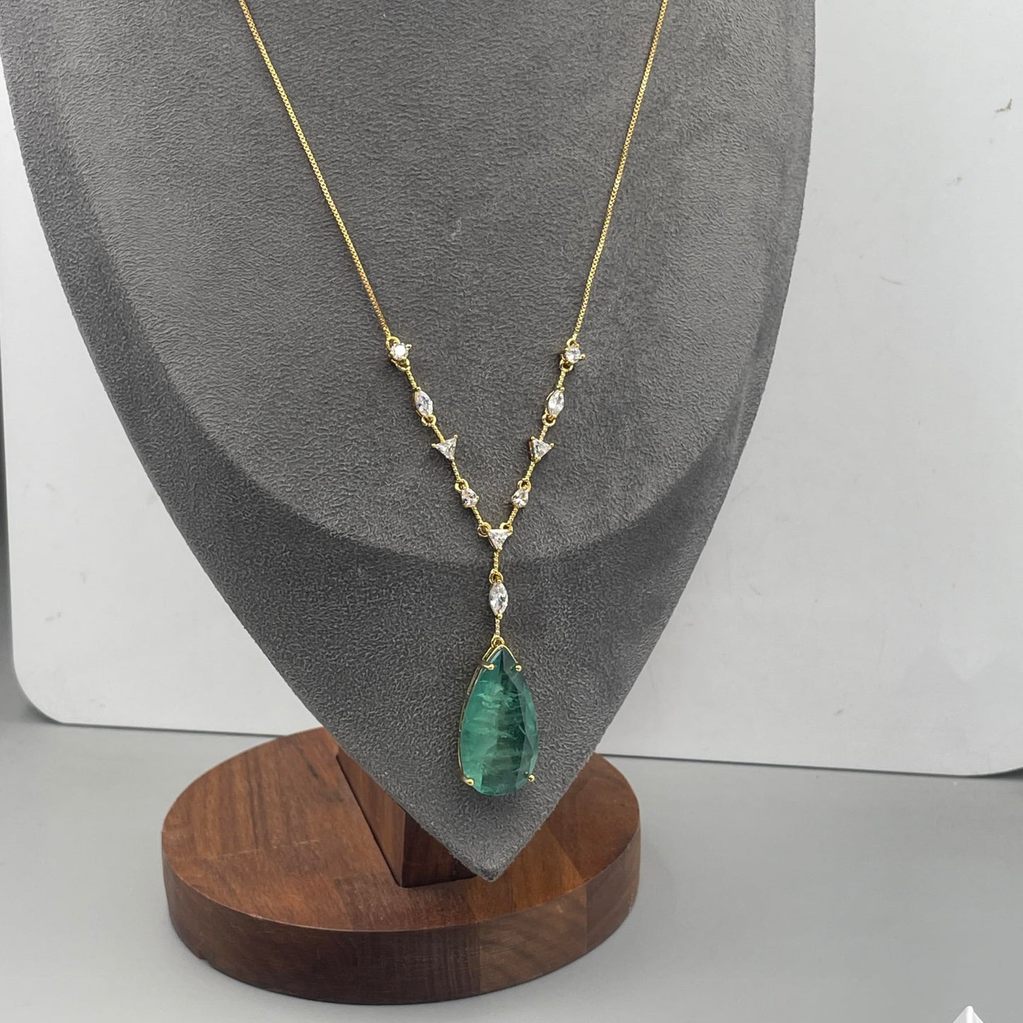 Warm Fortune Cubic Zirconia Pendant Necklace for Women,18K Gold Plated,20 inch + 2inch Chain