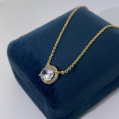 Warm Fortune Cubic Zirconia Pendant Necklace for Women,18K Gold Plated,16 inch + 2inch Chain