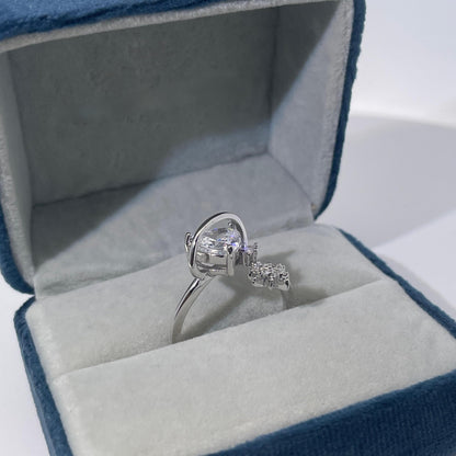 Warm Fortune Cubic Zirconia Engagement Ring for Women, 925 Sterling Silver with 18K White Gold Plated Anniversary Ring, Gift for Her Promise Ring,Adjustable