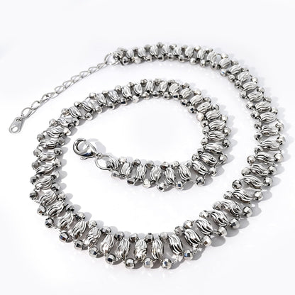 Warm Fortune Cubic Zirconia Link Chain Necklace for Women: 18K Gold Plated, Adjustable Chain (18") with Sparkling CZ | A Dazzling Statement for Glamorous Events