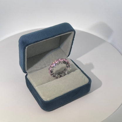 Warm Fortune Cubic Zirconia Love Ring and Eternity Ring,18K Gold Plated Anniversary Ring,Gift for Her Wedding Bands Rings