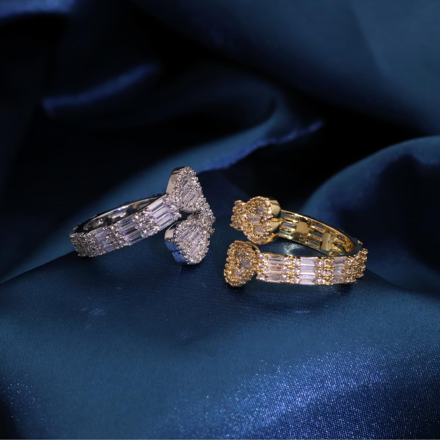 Warm Fortune Gold Plated Cubic Zirconia Band Ring, Hip Hop Street Style For Man or Women Fashion Jewelry