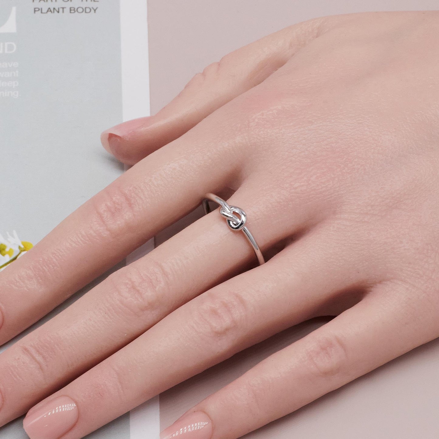 Warm Fortune Love Knot Statement Ring for Women, 18K Gold Plated Adjustable Open Band, Dainty Promise Knot Stackable Ring, Minimalist Everyday Jewelry Gift
