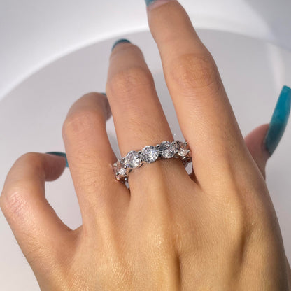 Warm Fortune Cubic Zirconia Love Ring and Eternity Ring,18K Gold Plated Anniversary Ring,Gift for Her Wedding Bands Rings