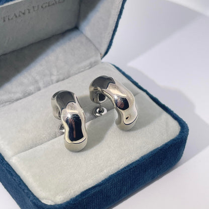 Warm Fortune 18K Gold Plated Curved Organic Shape Hoop Earrings for Women Hypoallergenic - Valentine's Day, Mother's Day, Birthday Gift for Her