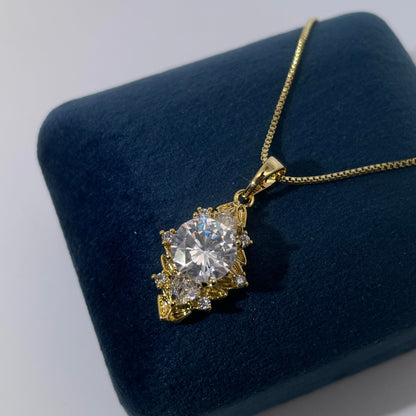 Warm Fortune Cubic Zirconia Pendant Necklace for Women,18K Gold Plated,16 inch + 2inch Chain