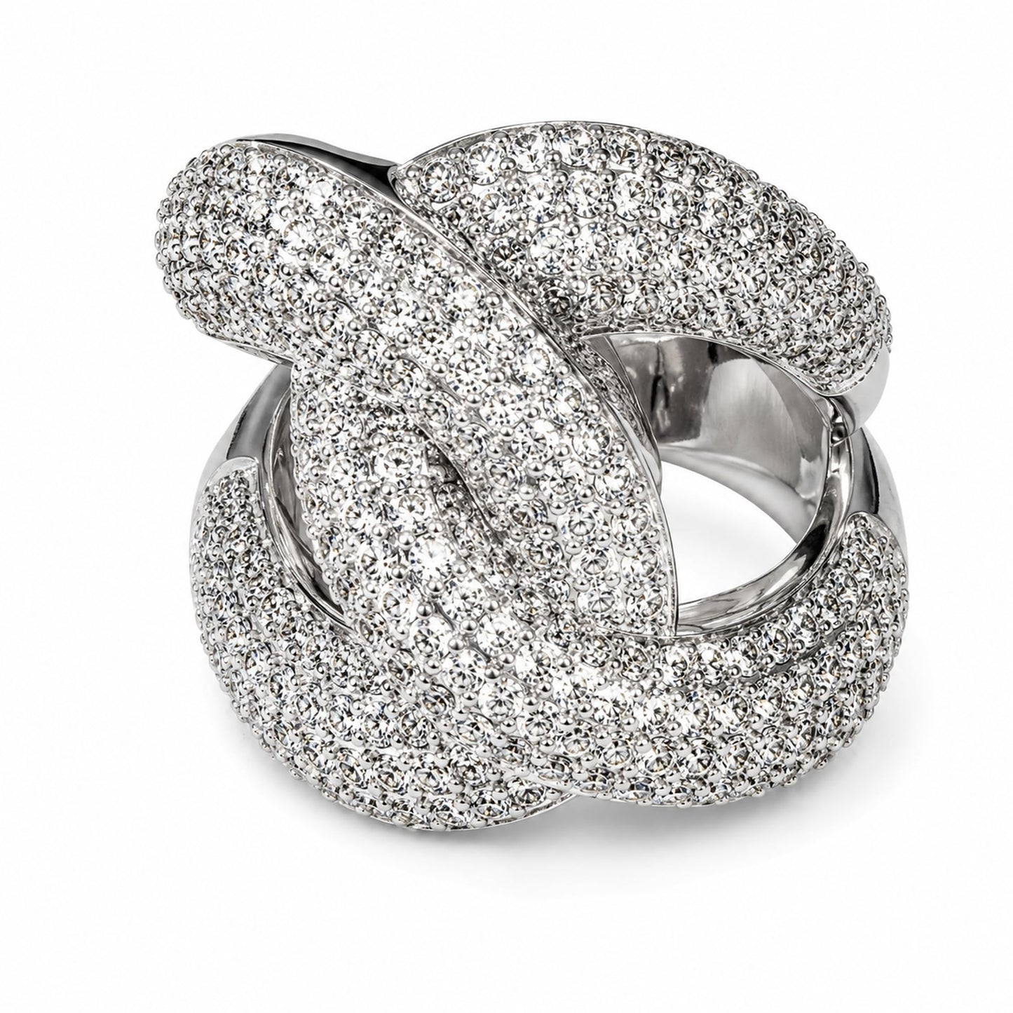 Warm Fortune Full Paved Twisted Knot Promise Ring for Her - 18K Gold Plated Cubic Zirconia, Stackable Gift Valentine's Day, Fashion & Daily Elegant Wear, Size 7-9