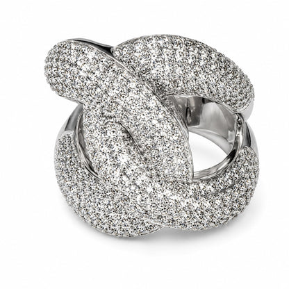 Warm Fortune Full Paved Twisted Knot Promise Ring for Her - 18K Gold Plated Cubic Zirconia, Stackable Gift Valentine's Day, Fashion & Daily Elegant Wear, Size 7-9