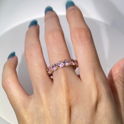 Warm Fortune Cubic Zirconia Band Style Ring for Women, 925 Sterling Silver with 18K Gold Plated Anniversary Ring, Gift for Her Promise Ring