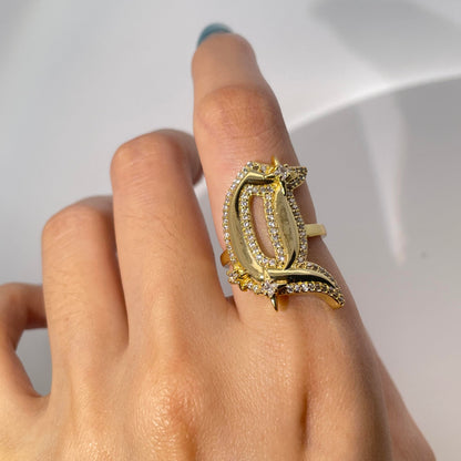 Warm Fortune Gold Plated Band Ring, Hip Hop Street Style For Man or Women Fashion Jewelry