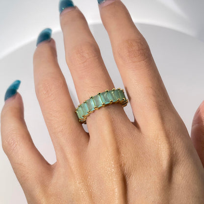 Warm Fortune Cubic Zirconia Love Ring and Eternity Ring,18K Gold Plated Anniversary Ring,Gift for Her Wedding Bands Rings