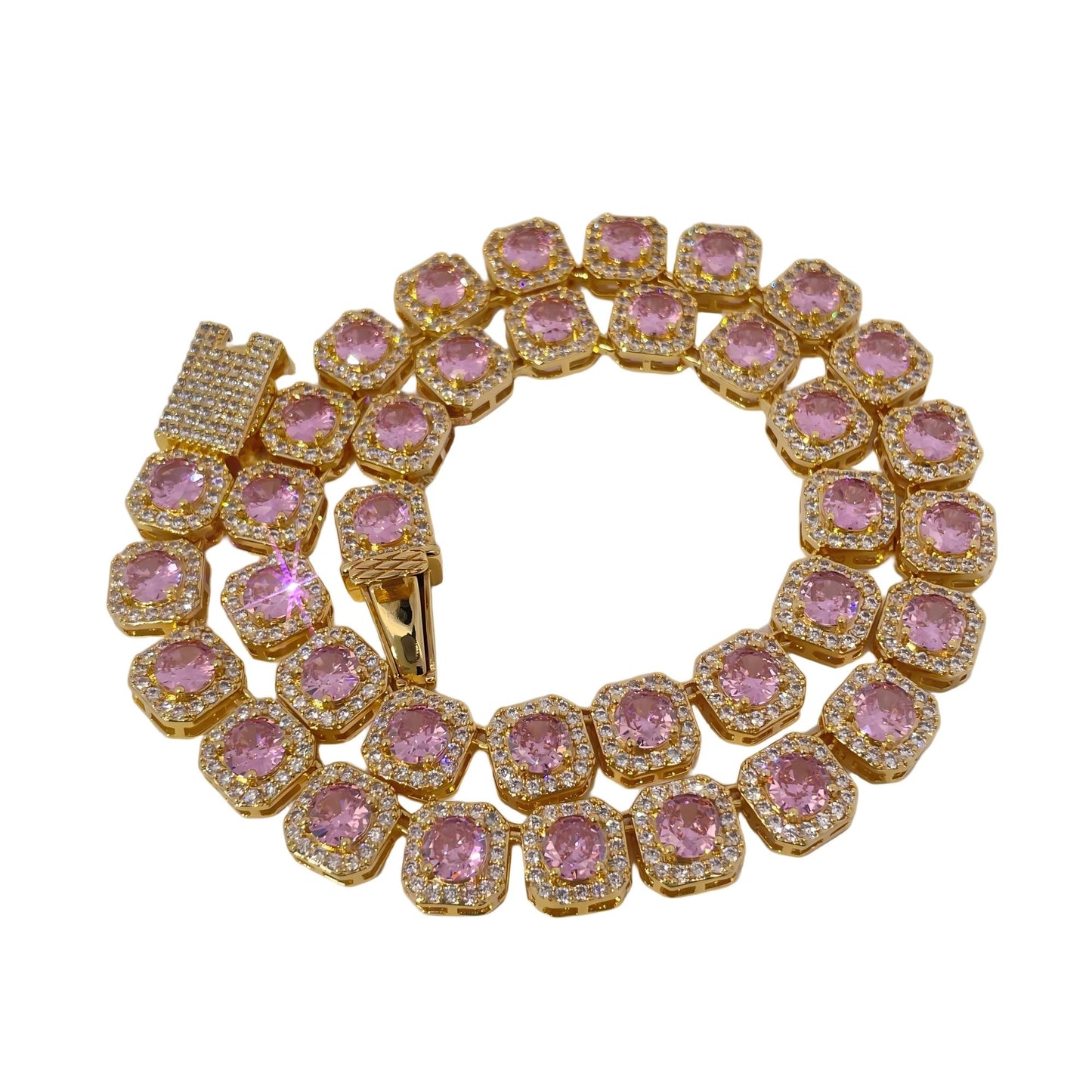 Warm Fortune Tennis Chain Necklace for Women Men,Iced Out Gold Plated Cubic Zirconia,16inch Chain,Hip Hop Street Style Fashion Jewelry