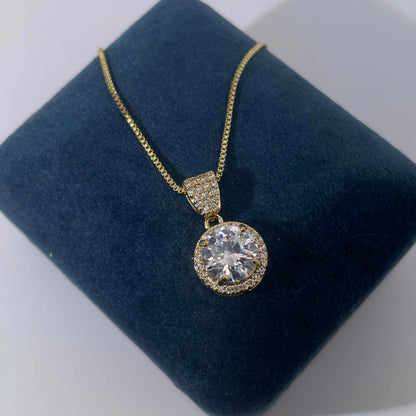 Warm Fortune Cubic Zirconia Pendant Necklace for Women,18K Gold Plated,18 inch + 2inch Chain
