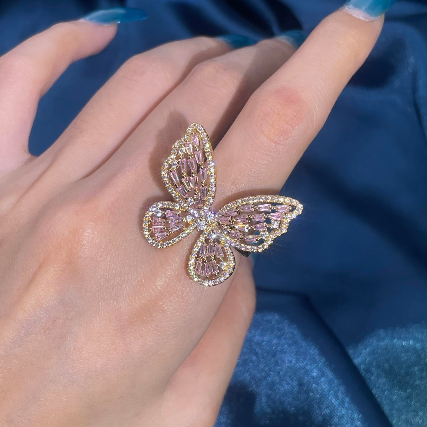 Warm Fortune Gold Plated Cubic Zirconia Band Ring, Hip Hop Street Style For Man or Women Fashion Jewelry