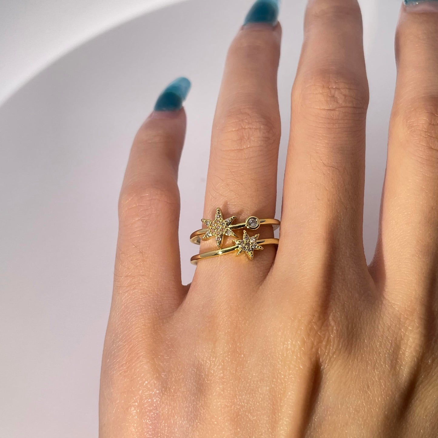 Warm Fortune Cubic Zirconia Promise Rings for Women,18K Gold Plated Anniversary Ring,Wedding Bands Rings for Women,Adjustable