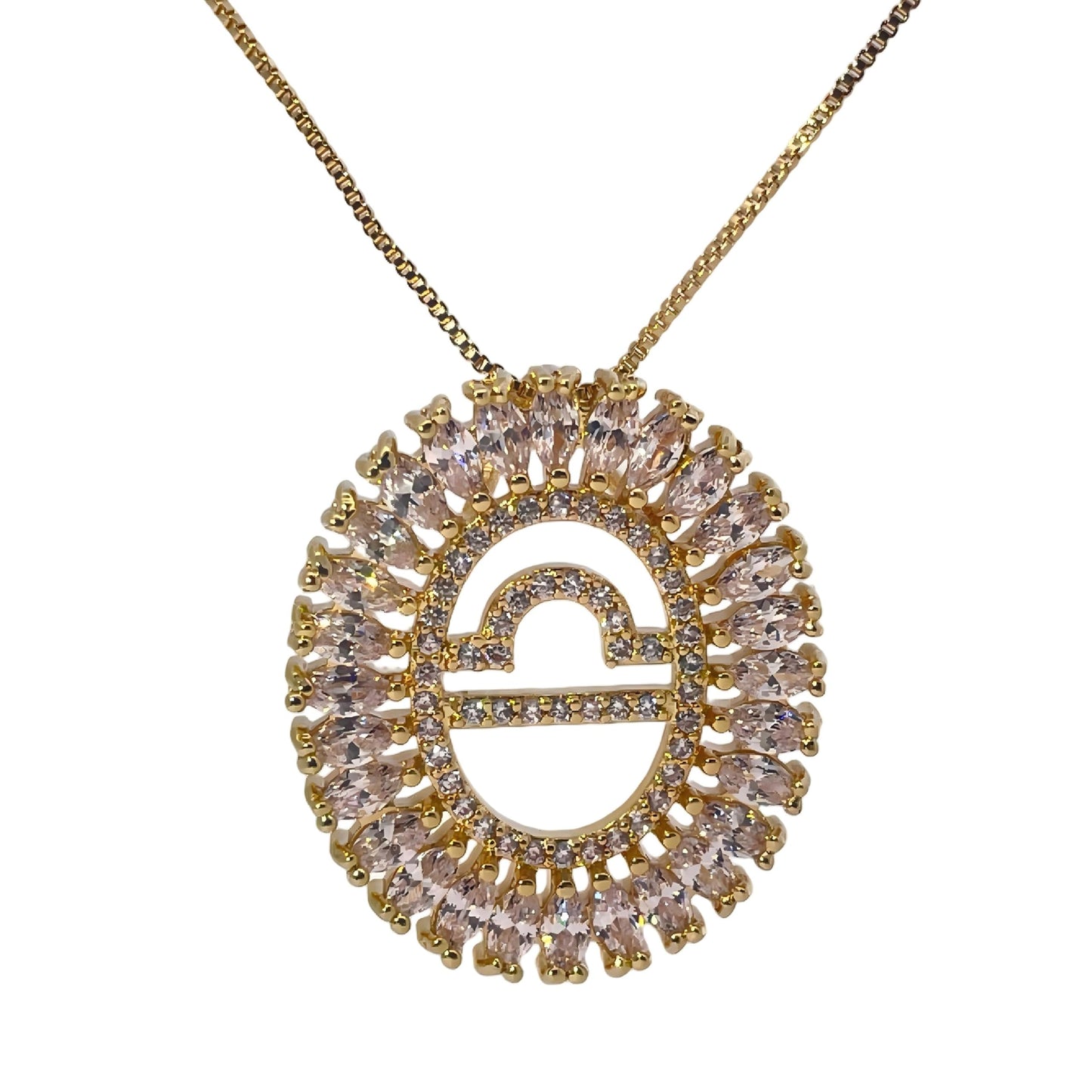 Warm Fortune Zodiac Pendant Necklace for Women,Cubic Zirconia,18K Gold Plated,18 inch + 2inch Chain