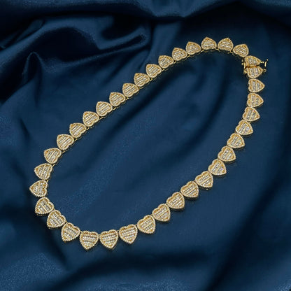 Warm Fortune Tennis Chain Necklace for Women Men,Iced Out Gold Plated Cubic Zirconia,18inch Chain,Hip Hop Street Style Fashion Jewelry