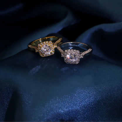 Warm Fortune Gold Plated Cubic Zirconia Band Ring, Hip Hop Street Style For Man or Women Fashion Jewelry