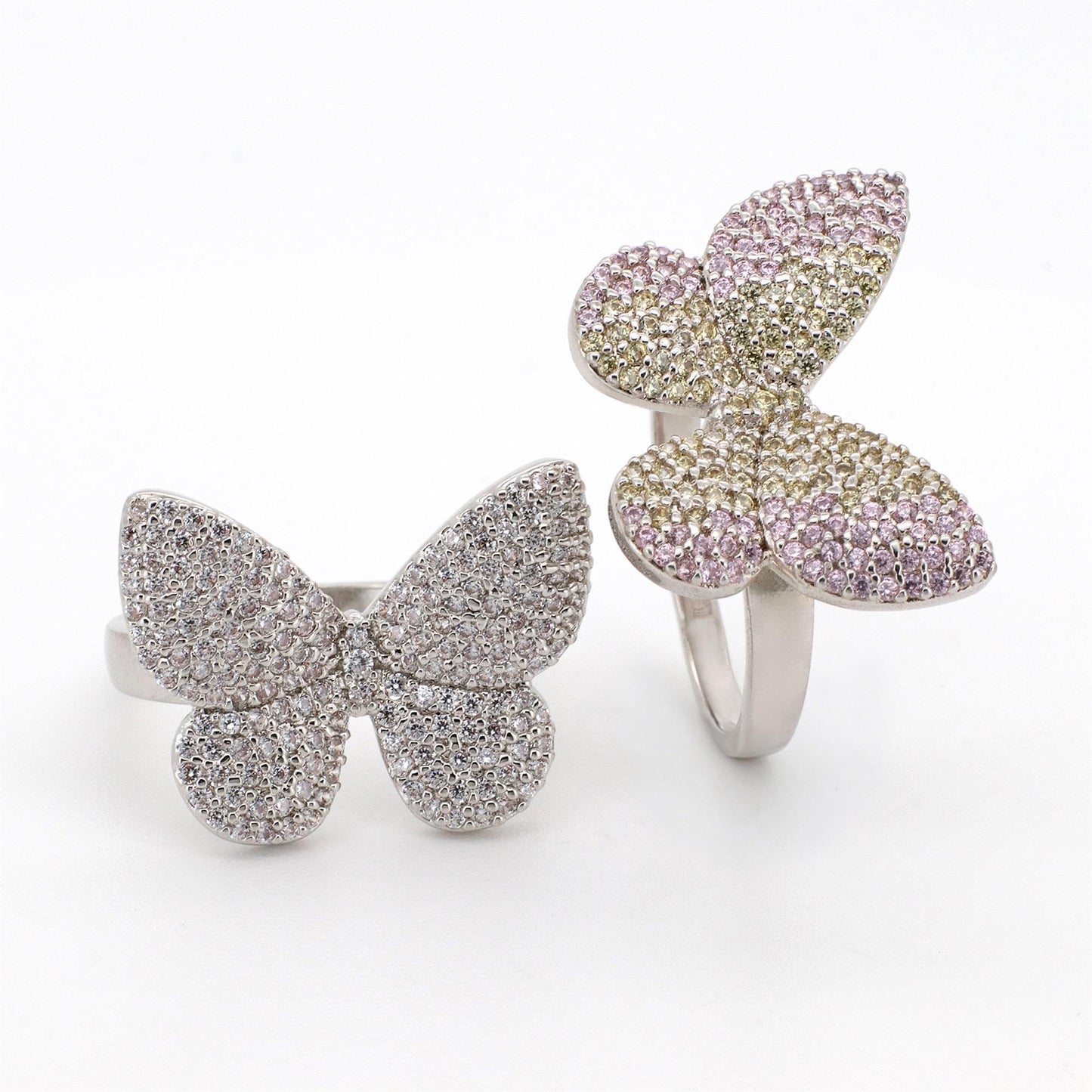 Warm Fortune Butterfly Promise Ring for Her - 18K Gold Plated Cubic Zirconia, Fashion Statement Jewelry for Women, Size 8