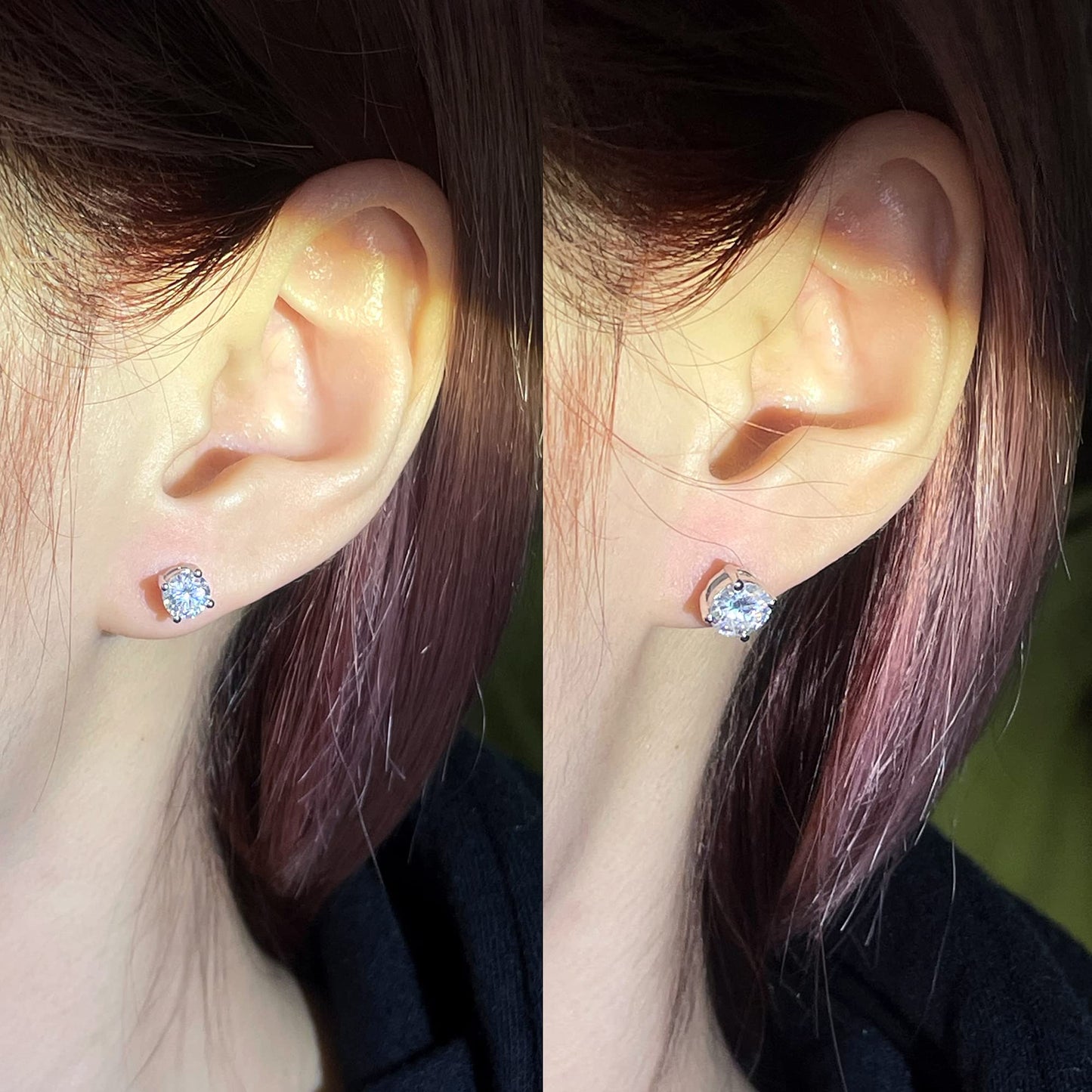 Warm Fortune Moissanite Stud Earrings for Women, 0.3/0.5/1.0ct DE VVS Lab Created, Round Brilliant Cut Solitaire, 925 Sterling Silver with 18K White Gold Plated Hypoallergenic