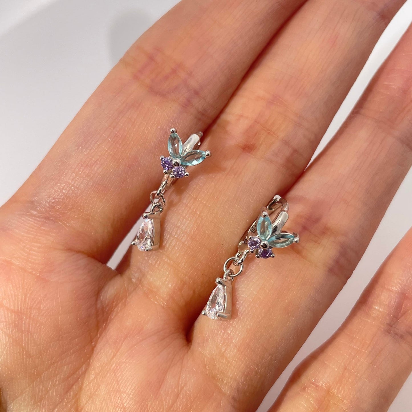 Warm Fortune Cubic Zirconia Drop Earrings for Women,925 Sterling Silver with 18K White Gold Plated Hypoallergenic