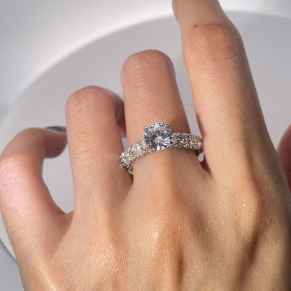 Warm Fortune Cubic Zirconia Engagement Ring for Women, 925 Sterling Silver with 18K Gold Plated Anniversary Ring, Gift for Her Promise Ring