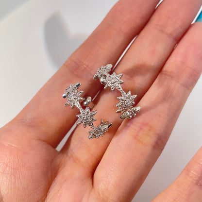 Warm Fortune 18K Gold Plated Star Cubic Zirconia Hoop Earrings for Women Hypoallergenic - Valentine's Day, Mother's Day, Birthday Gift for Her